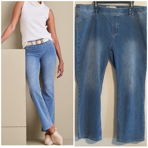 Soft Surroundings Women Relaxed Fit Pull On Blue Jeans 2X Stretch Contemporary - Picture 1 of 15